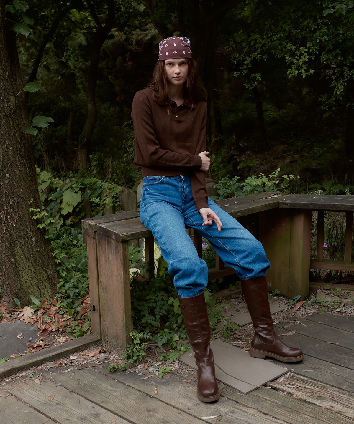 스튜디오앤파르크(STUDIO&PARC) Openwork Collar Wool Knit_Brown