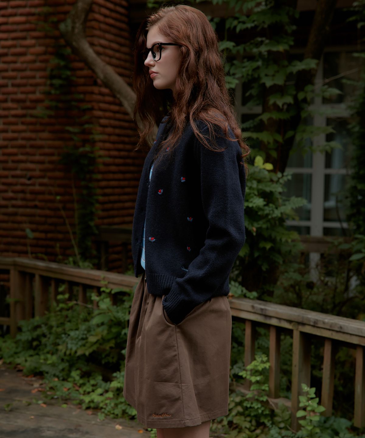 스튜디오앤파르크(STUDIO&PARC) Wool 100% Flower Cardigan_Navy