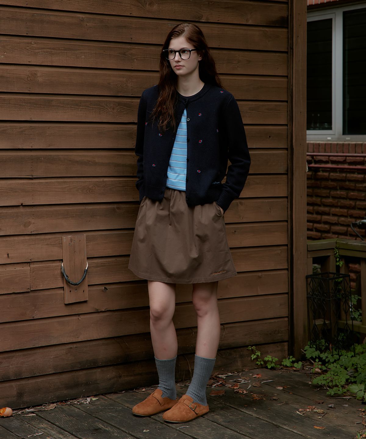 스튜디오앤파르크(STUDIO&PARC) Wool 100% Flower Cardigan_Navy