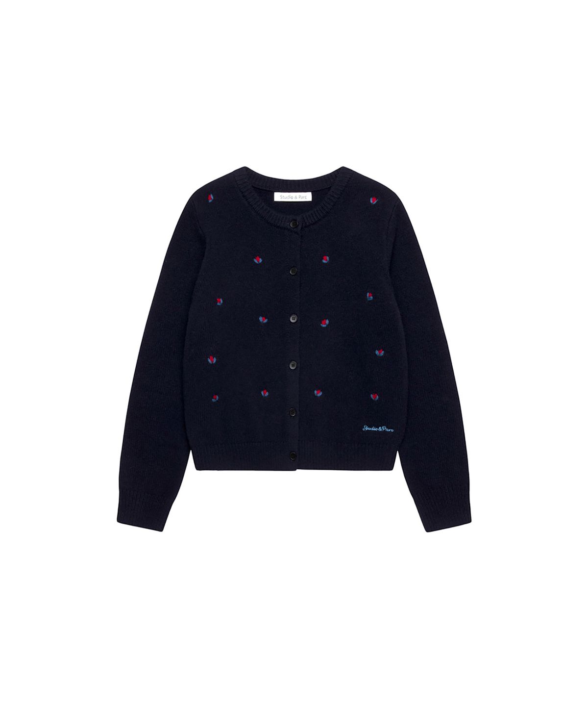 스튜디오앤파르크(STUDIO&PARC) Wool 100% Flower Cardigan_Navy