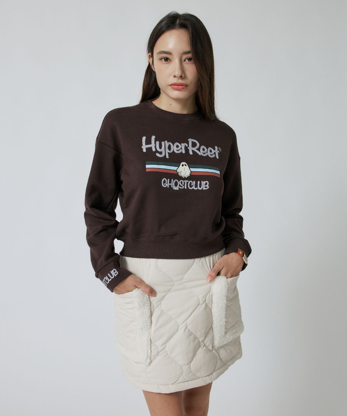 하이퍼리트(HYPERREET) 여성 머스코비 퍼배색 스커트 [캐시미어 크림]_HE4SK540