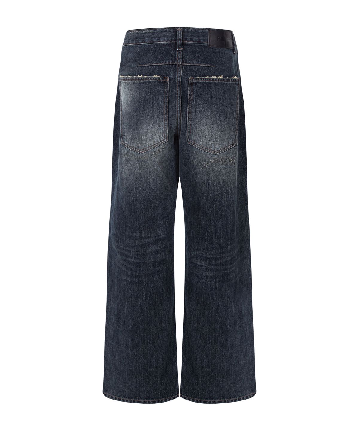 플리즈노팔로우(PLEASENOFOLLOW) 25Damaged Washing Wide Denim (Washed Deep Blue)