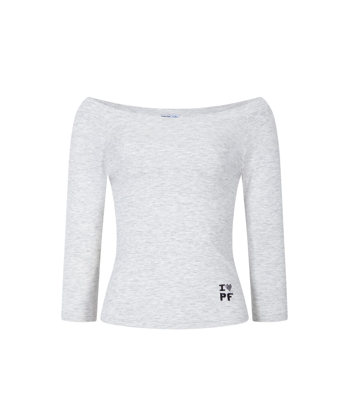플리즈노팔로우(PLEASENOFOLLOW) Zed Off-Shoulder Long Sleeve Top (White Melange)