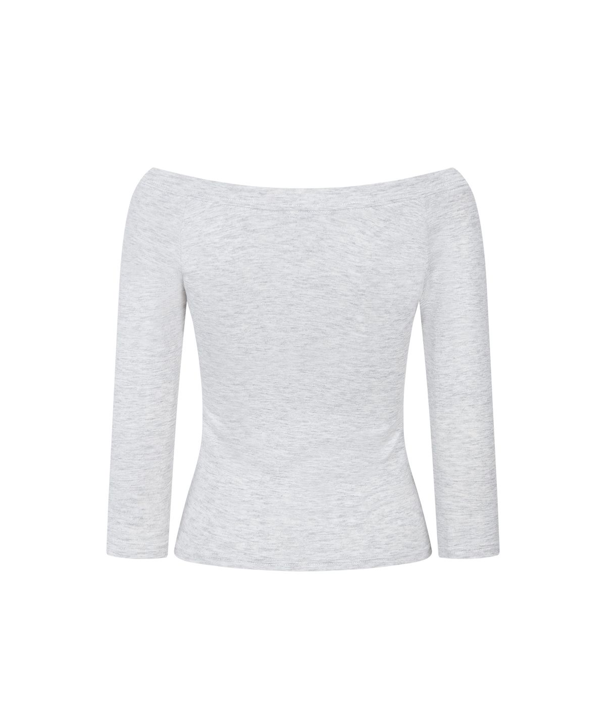 플리즈노팔로우(PLEASENOFOLLOW) Zed Off-Shoulder Long Sleeve Top (White Melange)