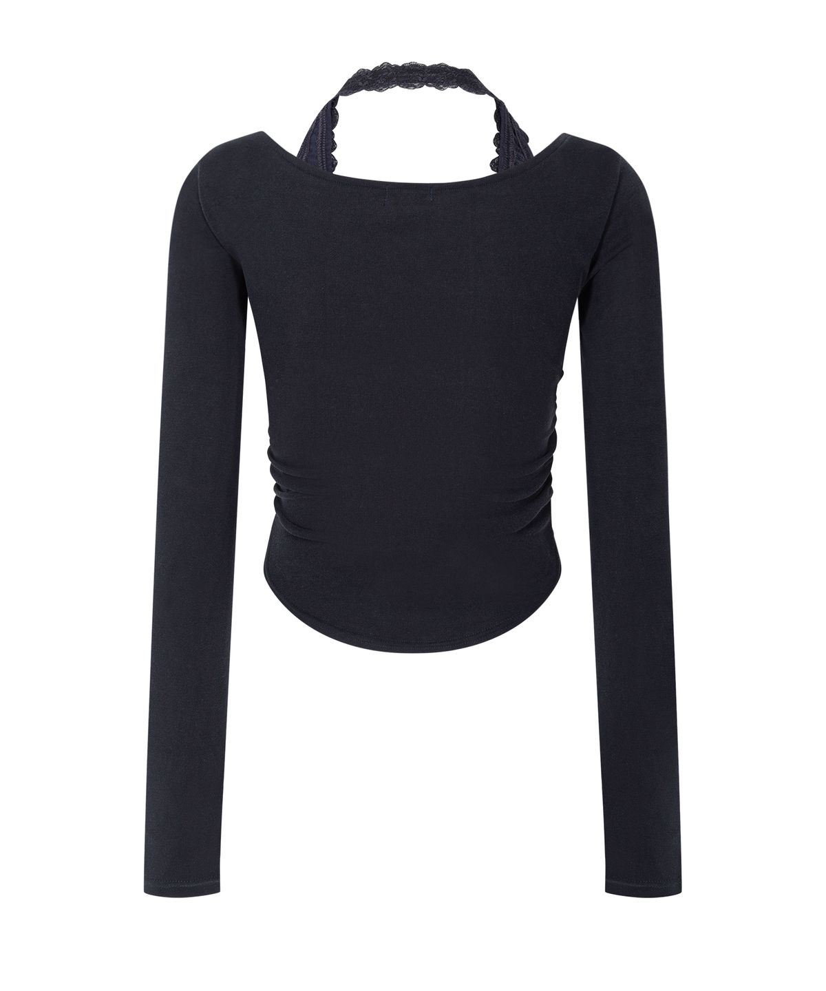 플리즈노팔로우(PLEASENOFOLLOW) Amelia Lace Halter Long Sleeve Top  (Cool Charcoal)