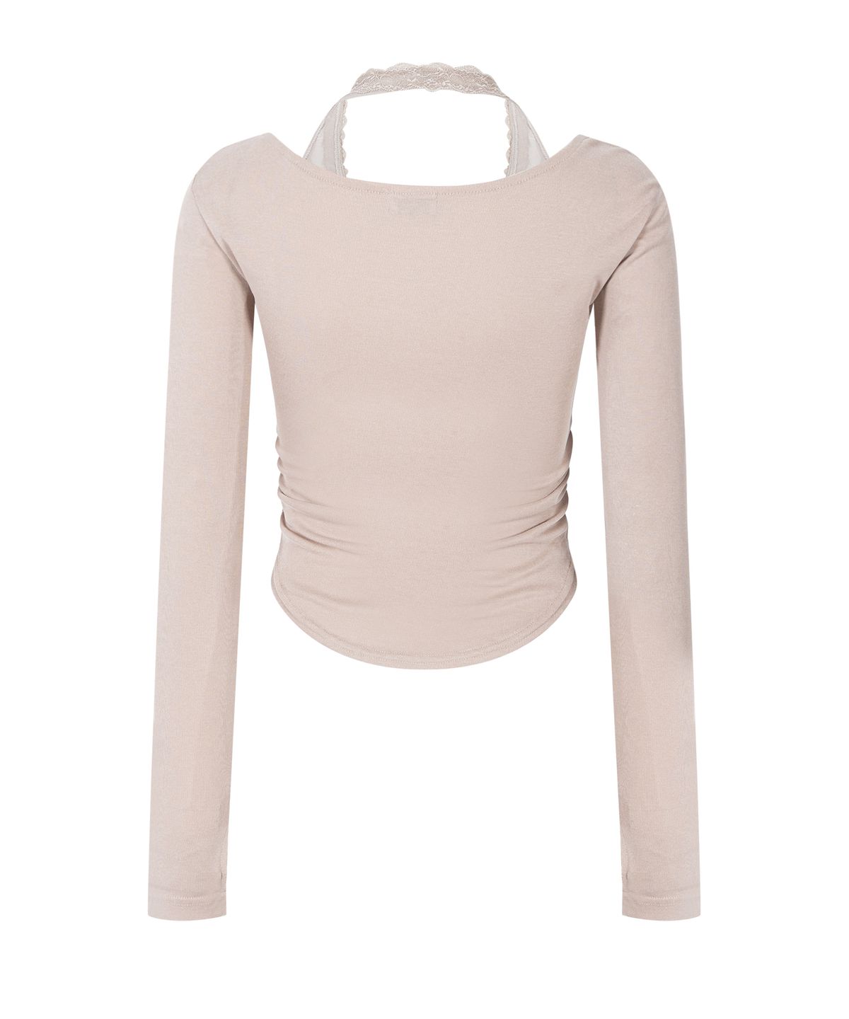 플리즈노팔로우(PLEASENOFOLLOW) Amelia Lace Halter Long Sleeve Top  (Skin Beige)