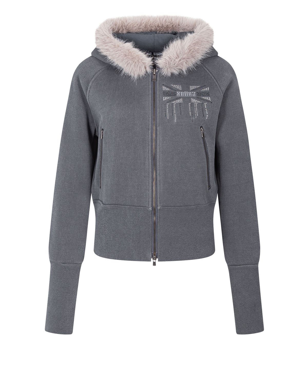 플리즈노팔로우(PLEASENOFOLLOW) Becky Fur Hoodie Jacket (Charcoal)
