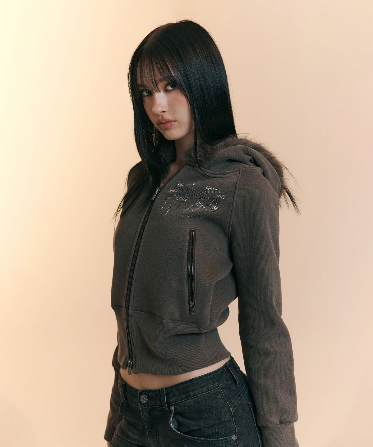플리즈노팔로우(PLEASENOFOLLOW) Becky Fur Hoodie Jacket (Mocha Brown)