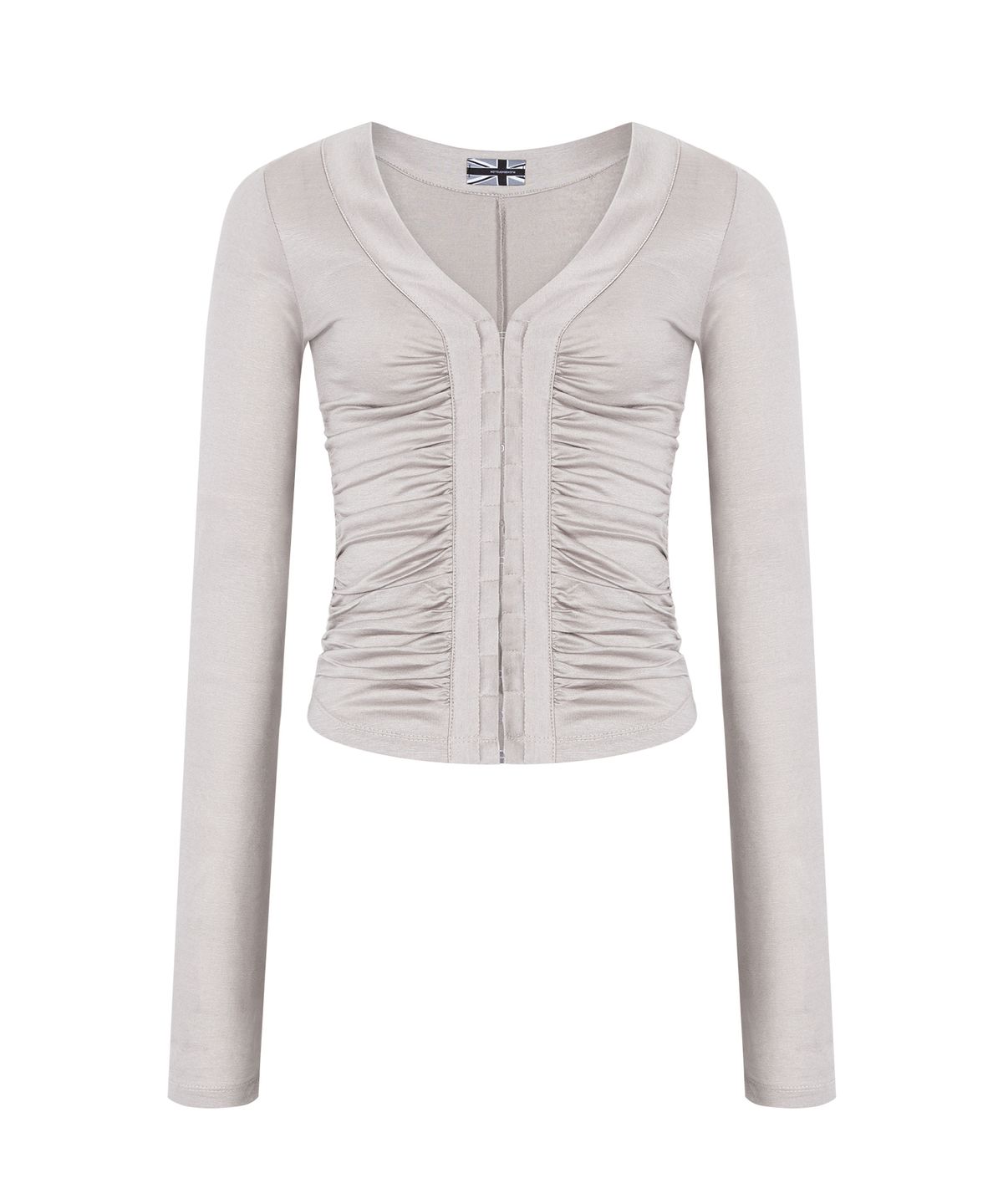플리즈노팔로우(PLEASENOFOLLOW) Candela Hooked Shirring Long Sleeve Top (Mocha Grey)