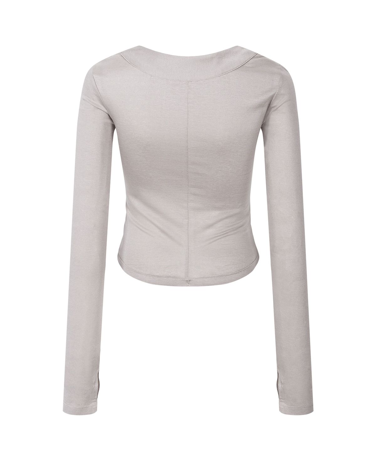 플리즈노팔로우(PLEASENOFOLLOW) Candela Hooked Shirring Long Sleeve Top (Mocha Grey)