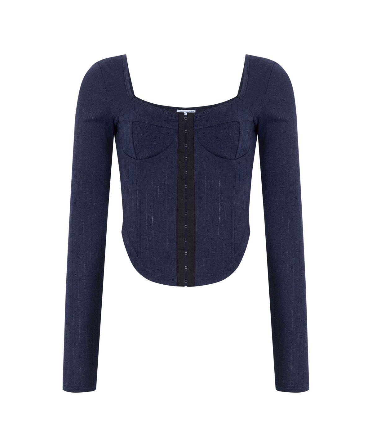 플리즈노팔로우(PLEASENOFOLLOW) Joan Corset Long Sleeve Top (Navy)