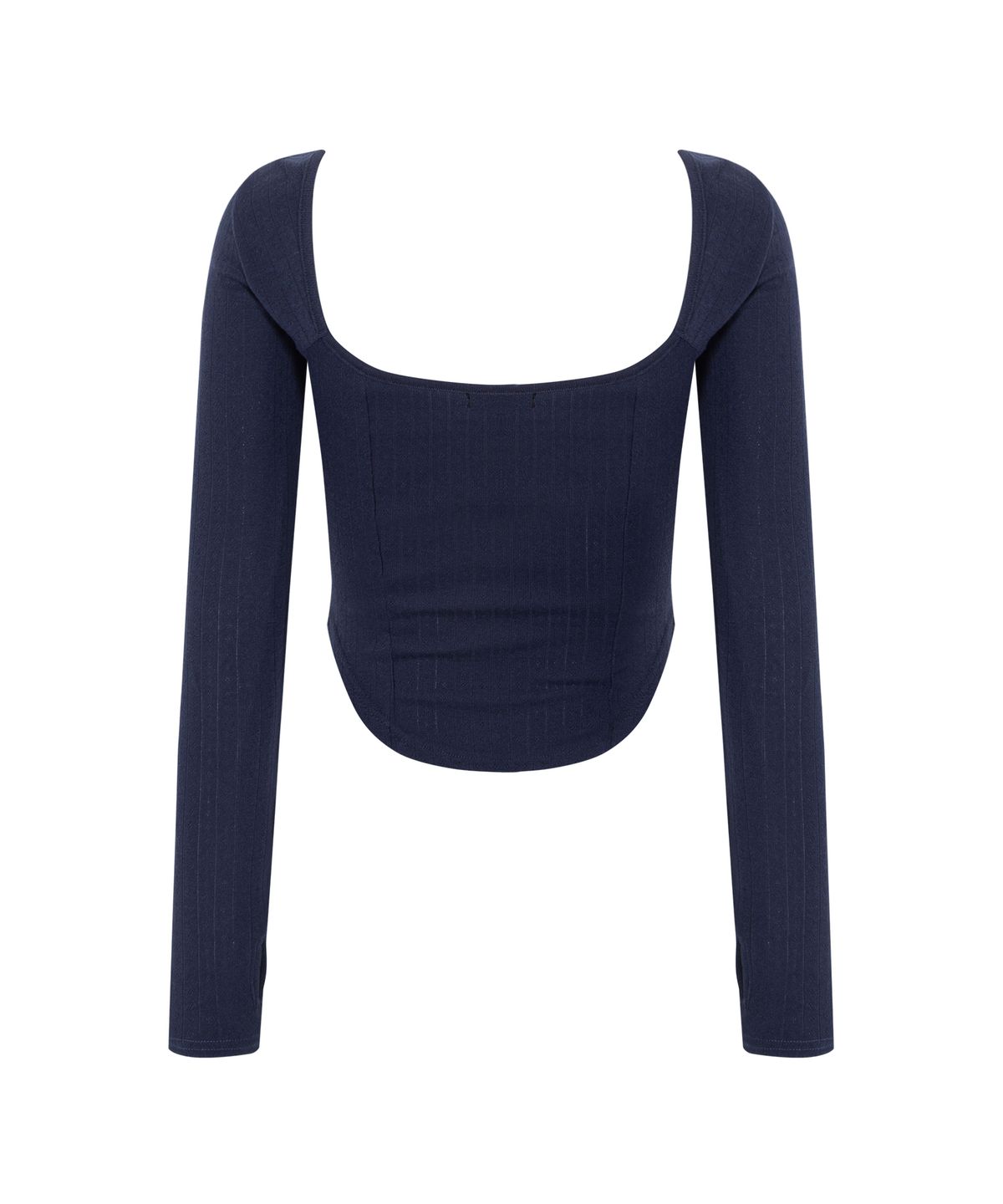 플리즈노팔로우(PLEASENOFOLLOW) Joan Corset Long Sleeve Top (Navy)