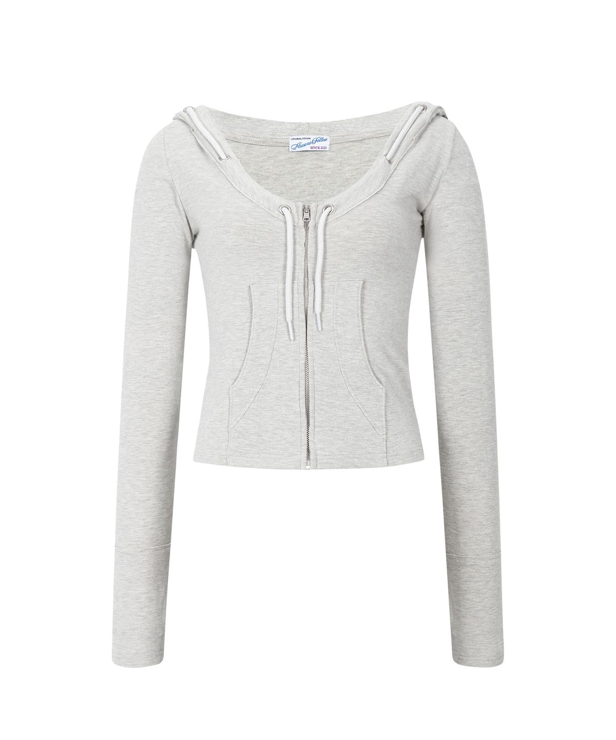플리즈노팔로우(PLEASENOFOLLOW) Glen Deep U-neck Hoodie (Oatmeal)