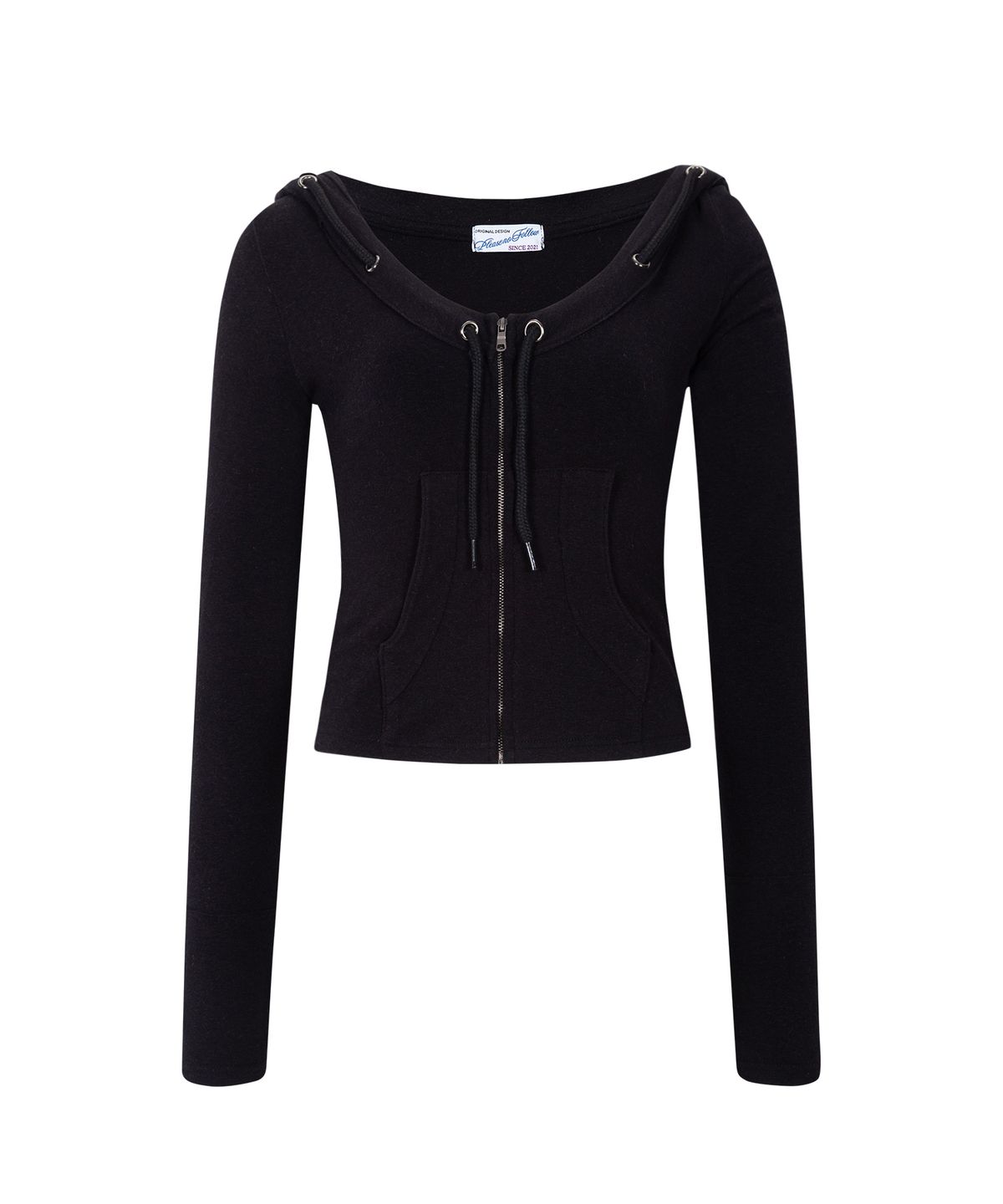 플리즈노팔로우(PLEASENOFOLLOW) Glen Deep U-neck Hoodie (Black)