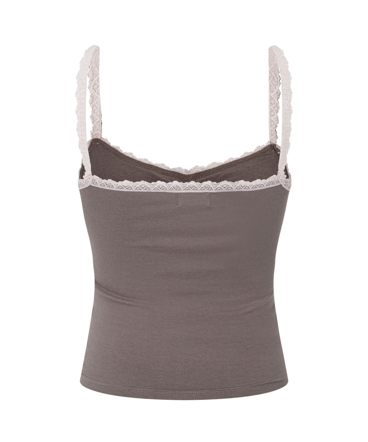 플리즈노팔로우(PLEASENOFOLLOW) Meli Lace Shirring Sleeveless Top (Mocha Brown)