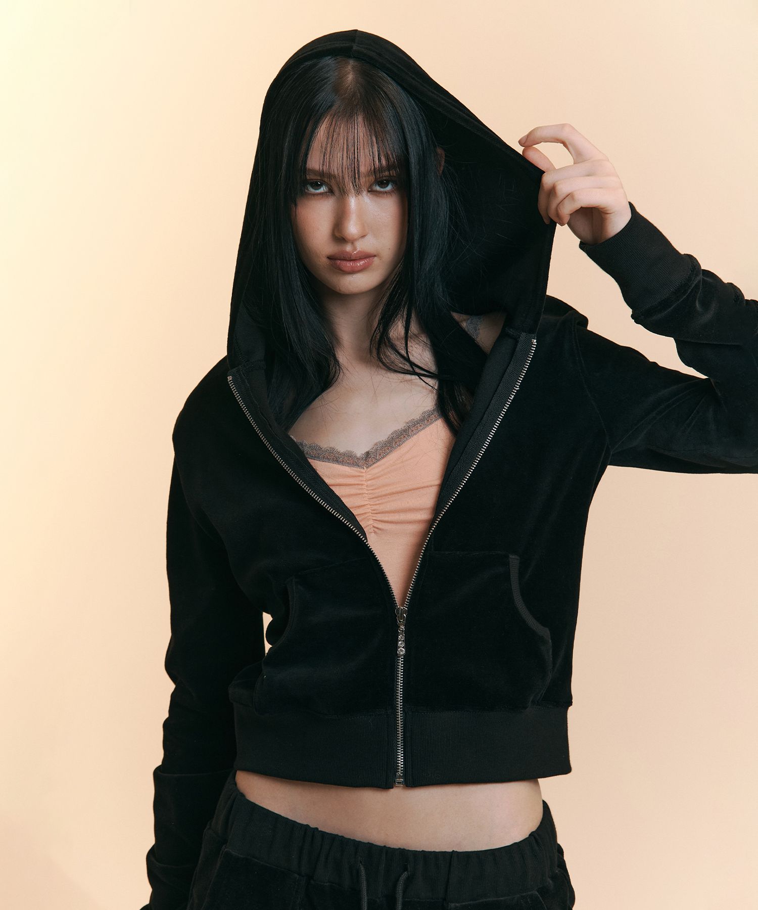 MUSINSA | PLEASENOFOLLOW 25FW New Velour Set-Up (Black)