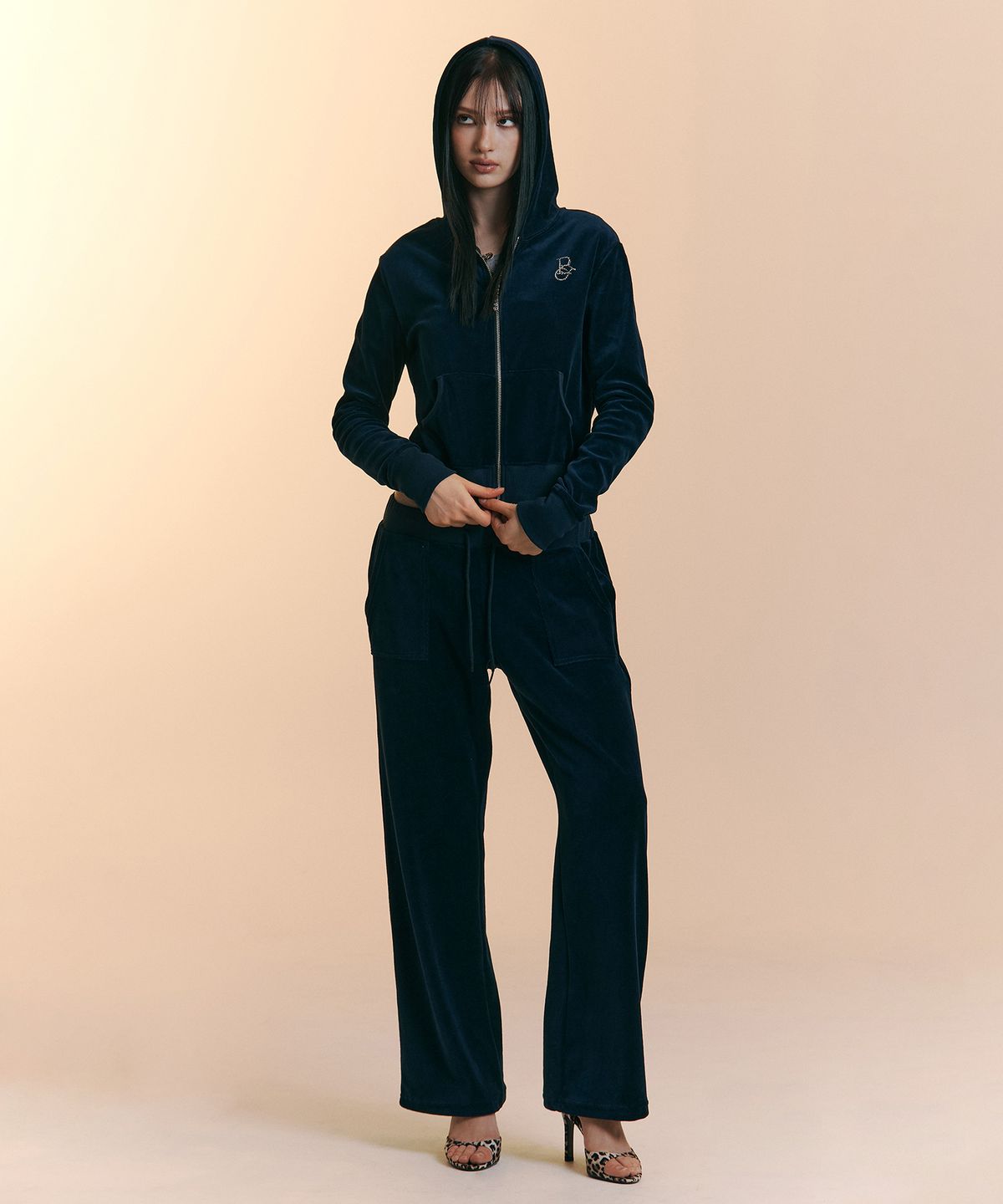 플리즈노팔로우(PLEASENOFOLLOW) 25FW New Velour Set-Up (Navy)