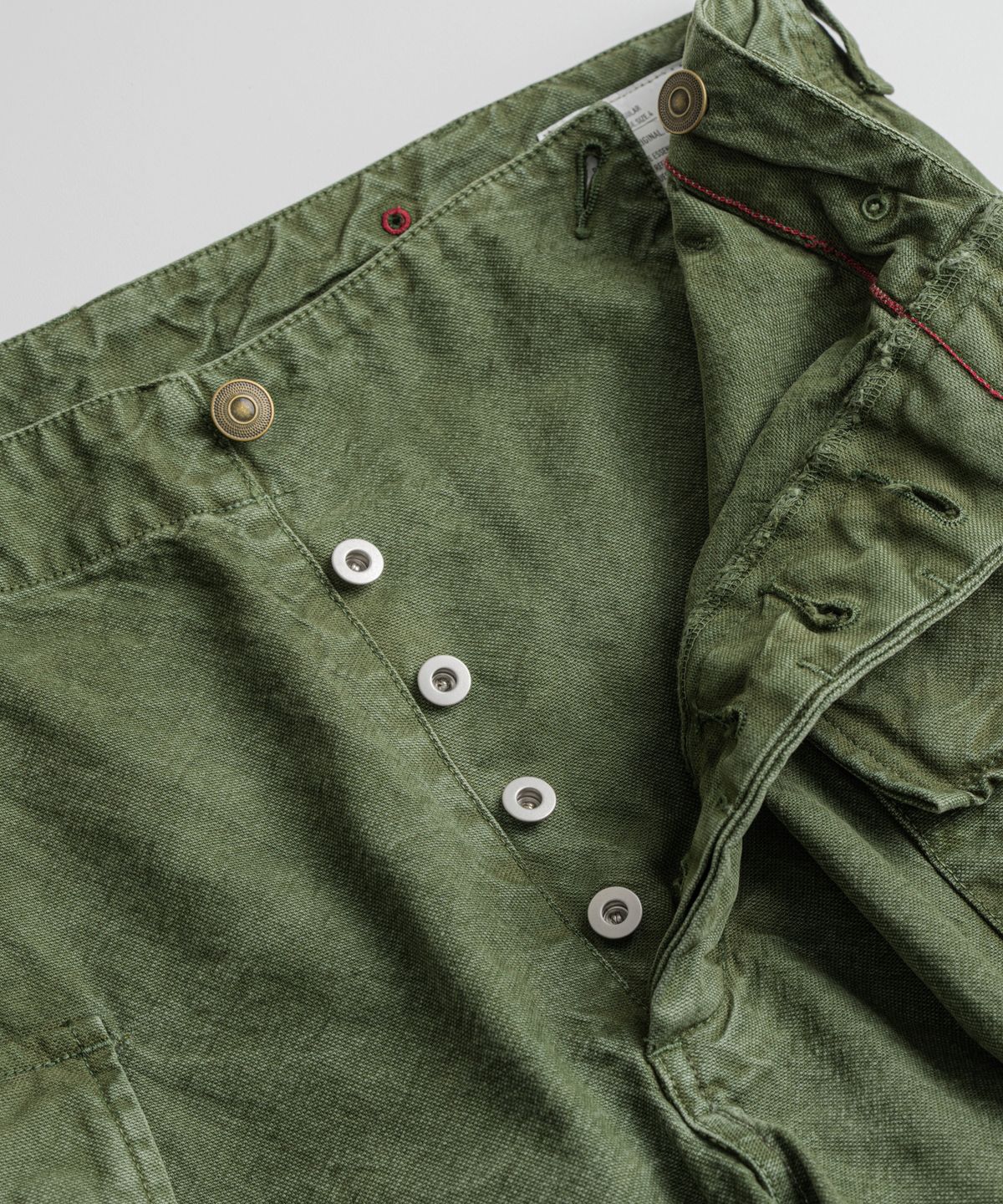 비헤비어(BEHEAVYER) DYED CANVAS P44 MIL PANTS olive green