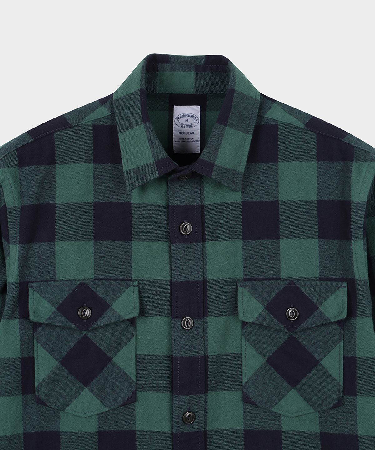 브룩스 브라더스(BROOKS BROTHERS) 플란넬 소멜로스 네브라스카 셔츠 재킷 (다크그린) (BBTHMM3771JEF)