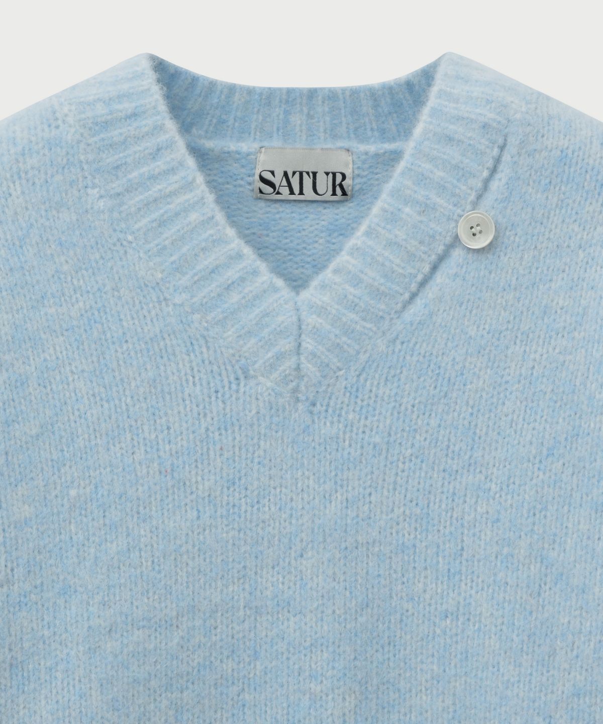 세터(SATUR) (W) 에센 투 톤 모헤어 블렌드 니트 스카이 블루