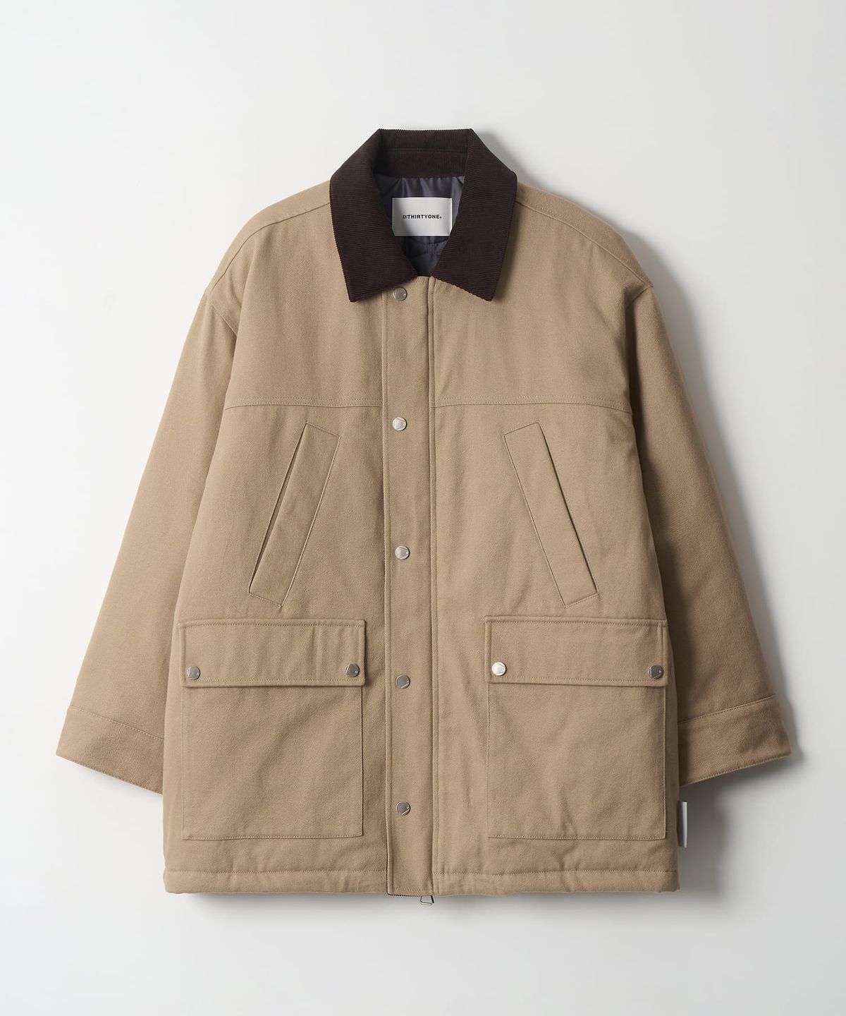 디써티원(DTHIRTYONE) Two-Tone Collar Padded Work Jacket (BEIGE)