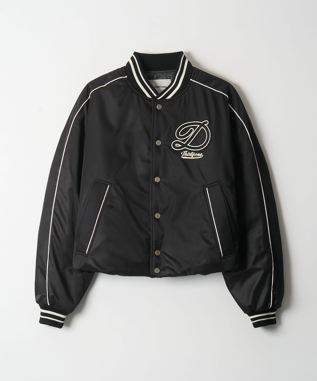 디써티원(DTHIRTYONE) Varsity Padded Bomber Jacket (BLACK)