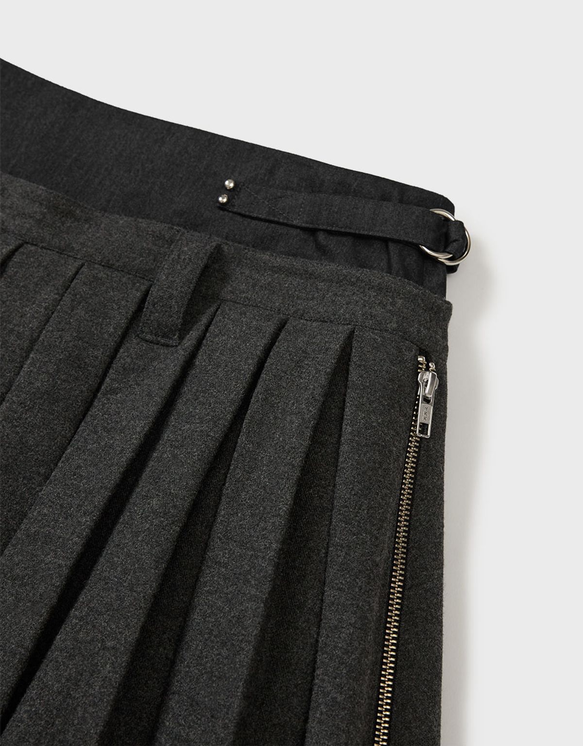 엠엠더블유(MMW) [MMW] MIDI PLEATS SKIRT (GREY)