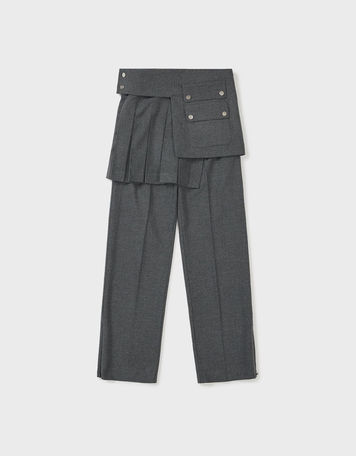엠엠더블유(MMW) [MMW] LAYERED WRAP SKIRT PANTS (CHARCOAL)
