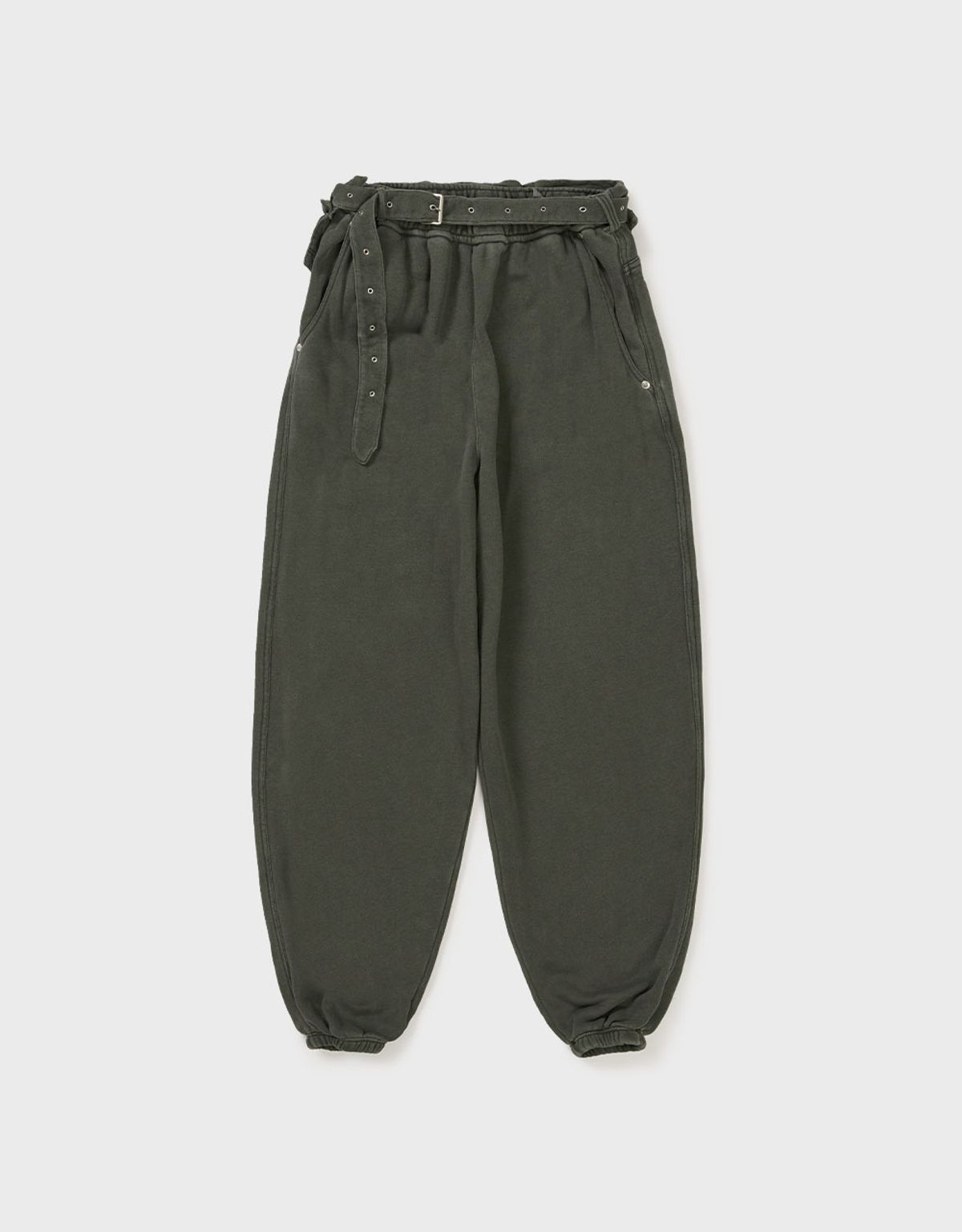 엠엠더블유(MMW) [MMW] FRILL BELTED PIGMENT SWEAT PANTS (CHARCOAL)