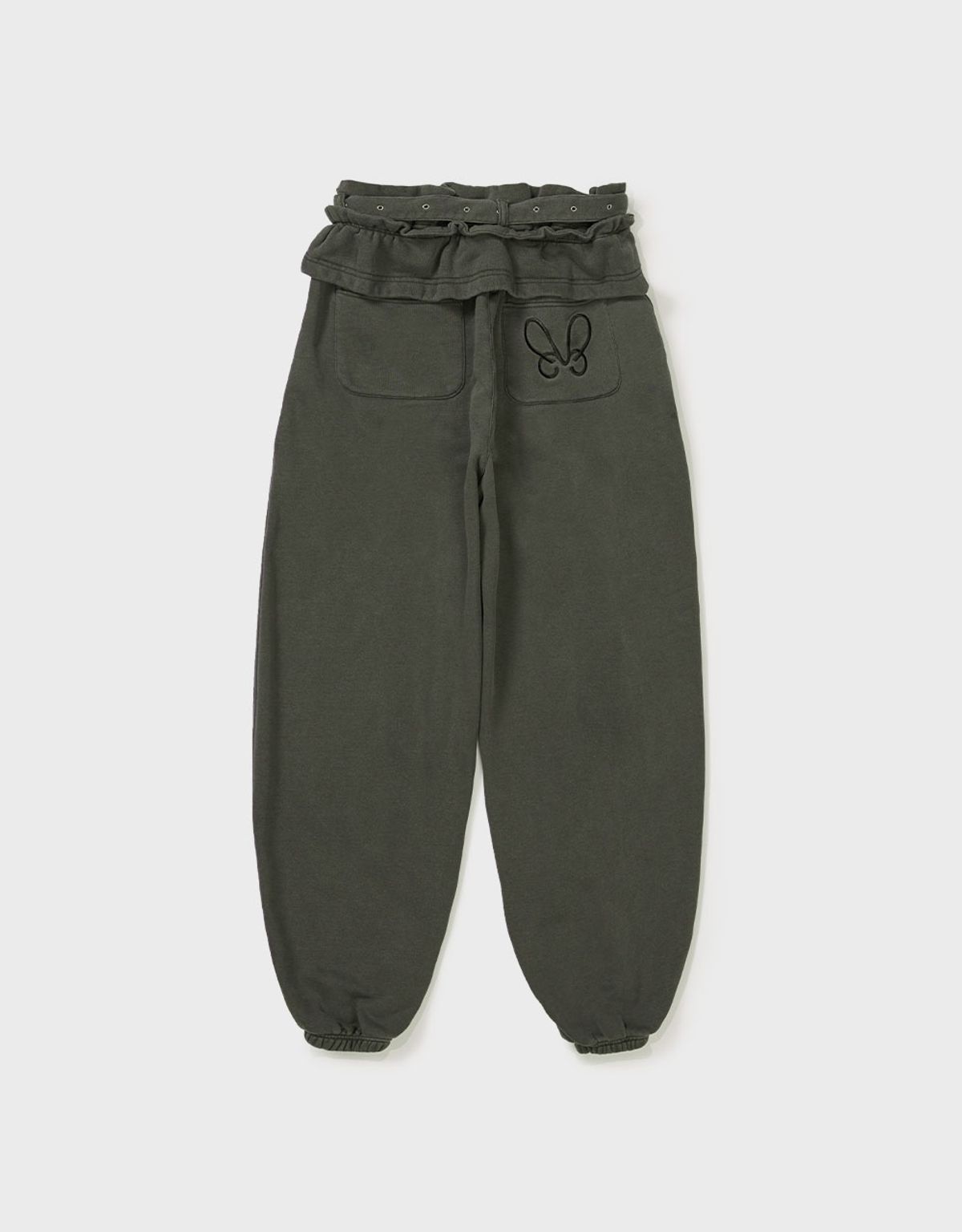 엠엠더블유(MMW) [MMW] FRILL BELTED PIGMENT SWEAT PANTS (CHARCOAL)