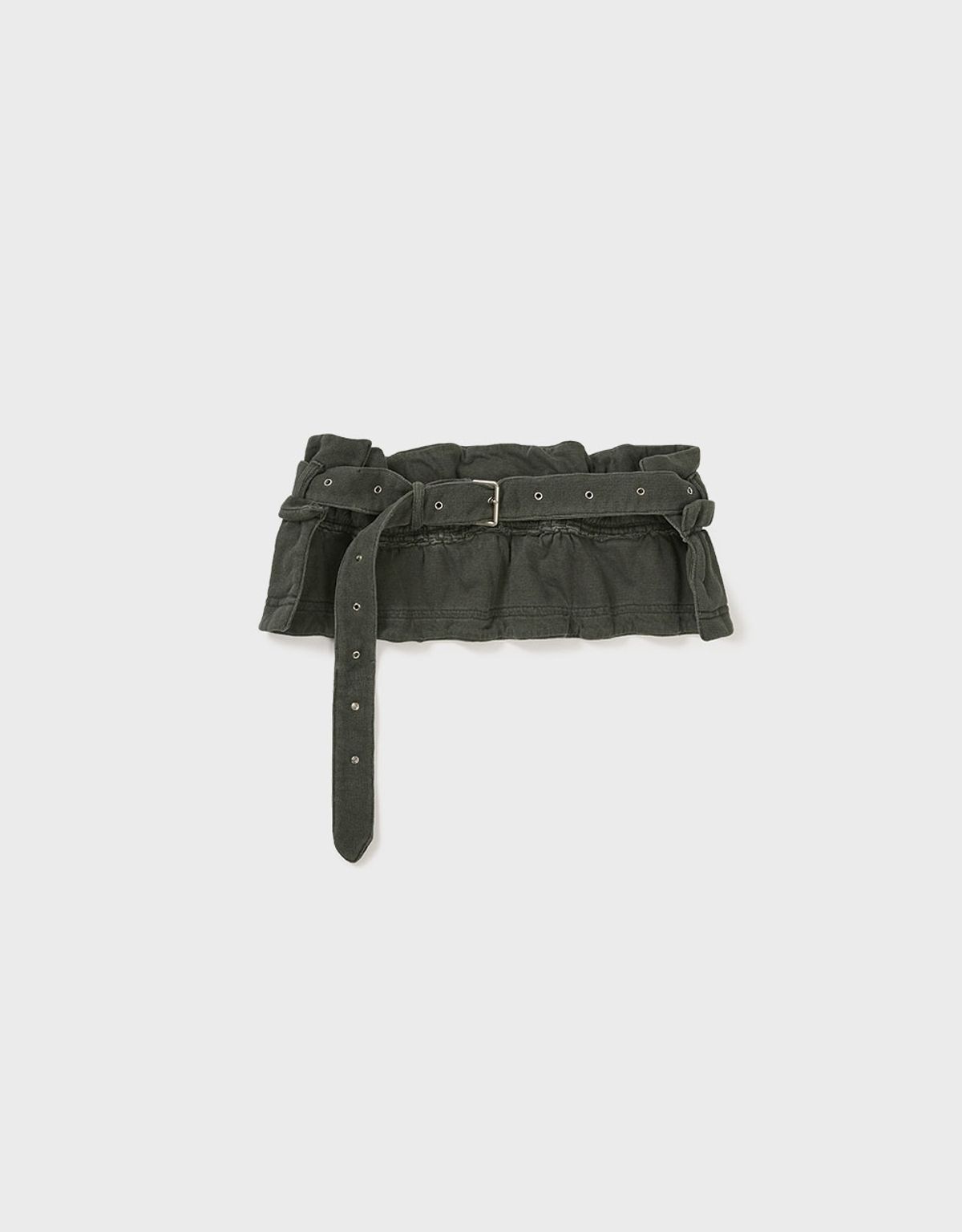 엠엠더블유(MMW) [MMW] FRILL BELTED PIGMENT SWEAT PANTS (CHARCOAL)