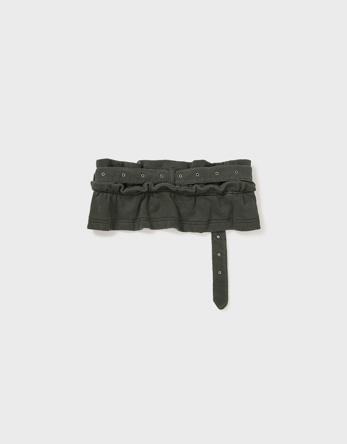 엠엠더블유(MMW) [MMW] FRILL BELTED PIGMENT SWEAT PANTS (CHARCOAL)
