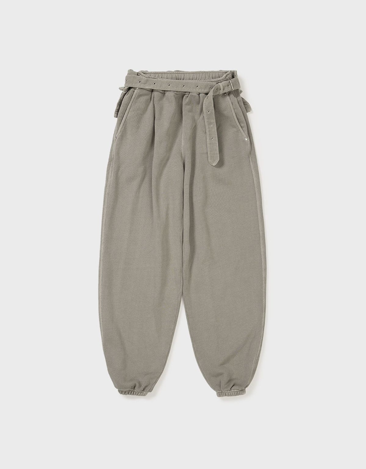 엠엠더블유(MMW) [MMW] FRILL BELTED PIGMENT SWEAT PANTS (BEIGE)