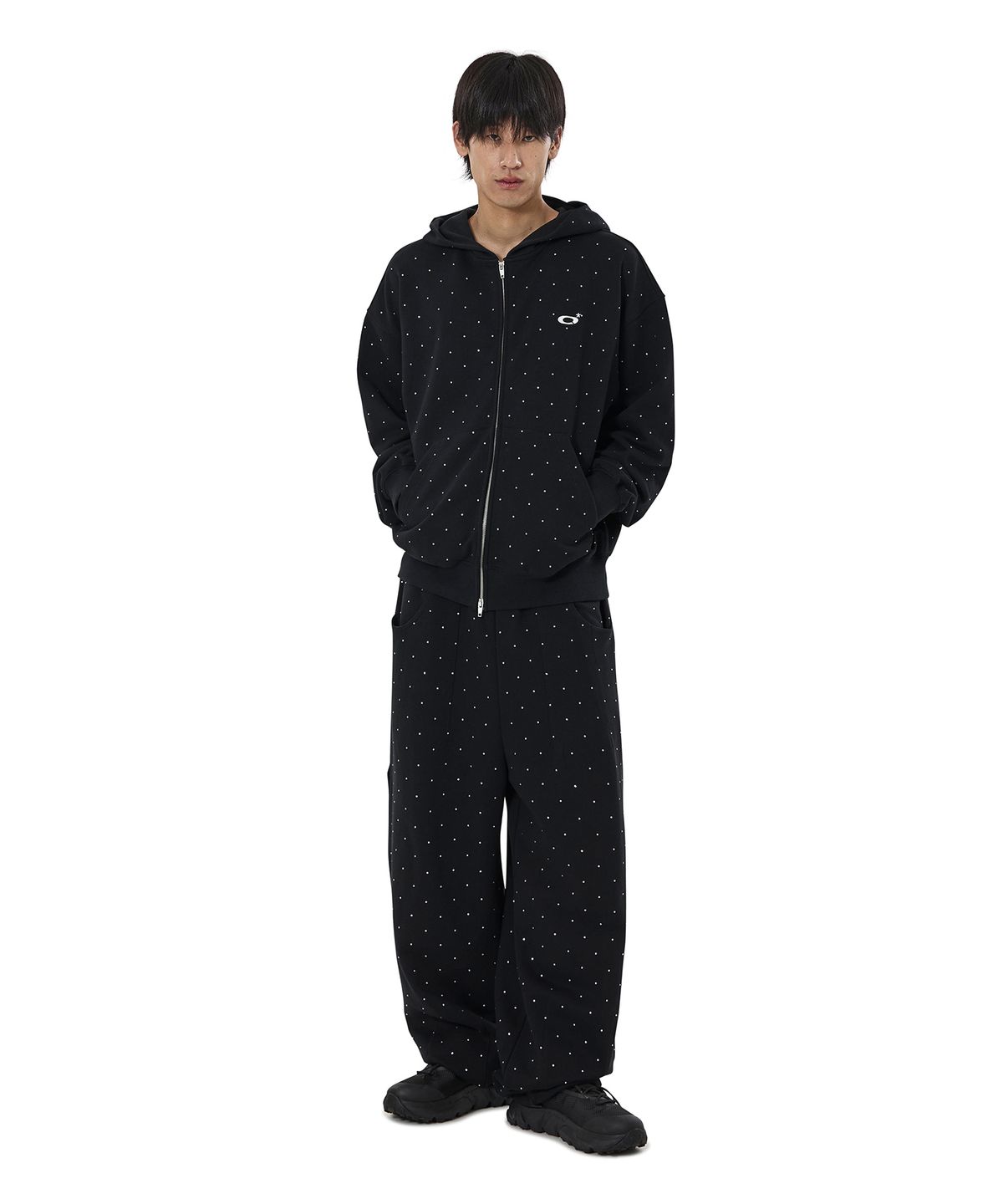 오픈야드(오와이)(OPENYARD(OY)) CRYSTAL DOT HOODIE ZIP UP - BLACK