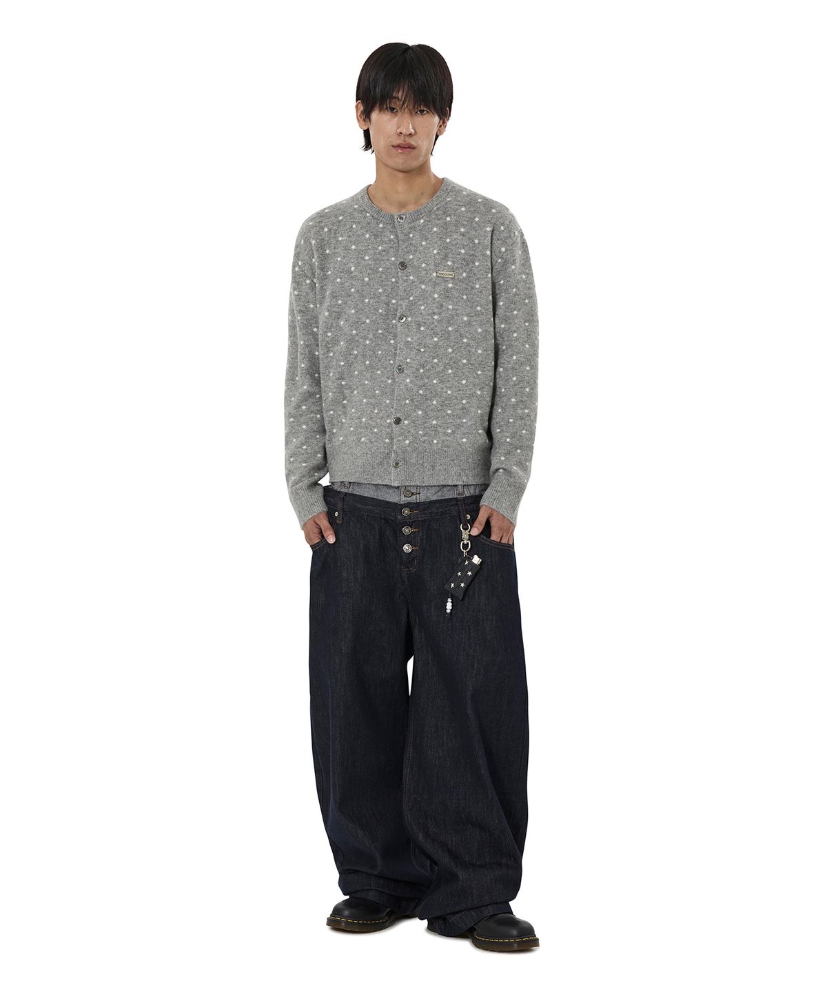 오픈야드(오와이)(OPENYARD(OY)) TINY DOT KNIT CARDIGAN - MELANGE