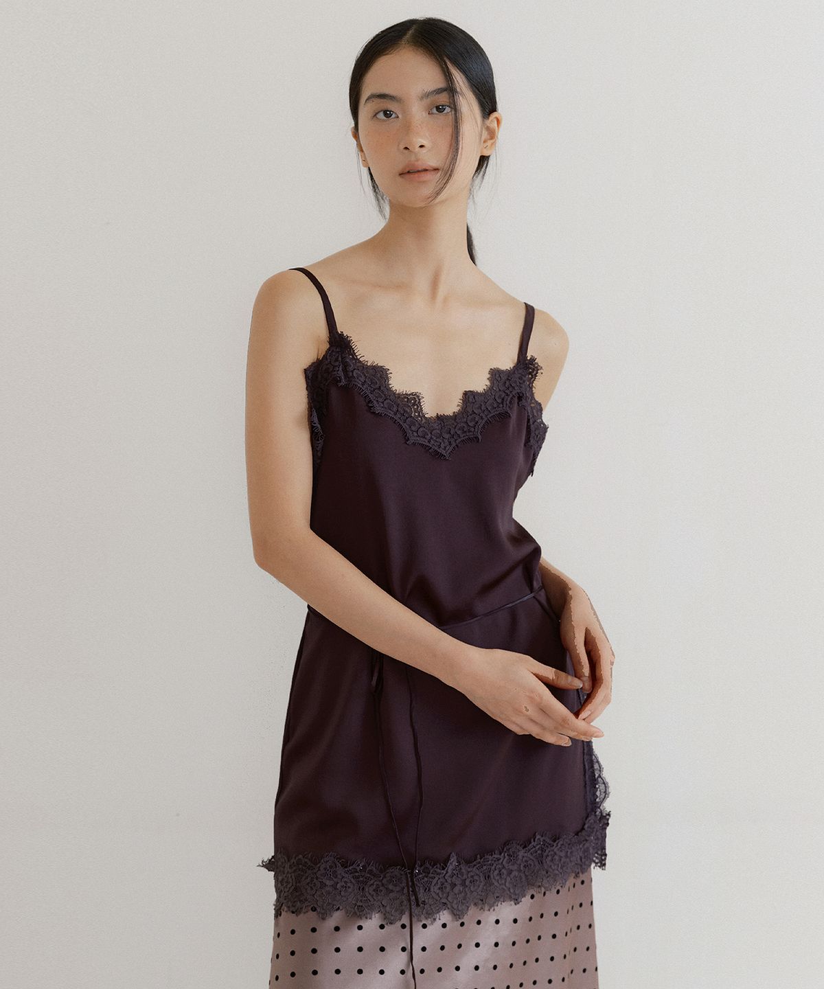 루시르주(LUCIR ZU) Satin bustier camisole (burgundy)