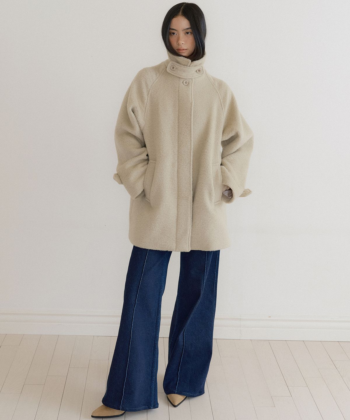 루시르주(LUCIR ZU) Alpaca Wool Half Coat (beige)