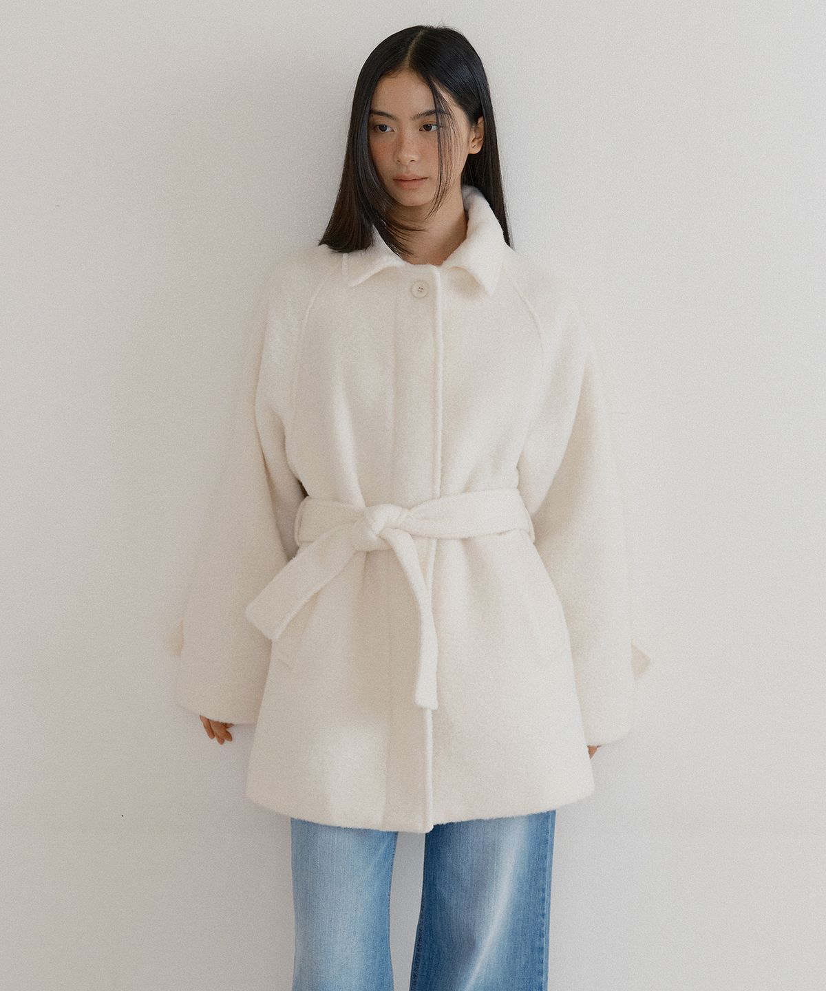 루시르주(LUCIR ZU) Alpaca Wool Half Coat (ivory)