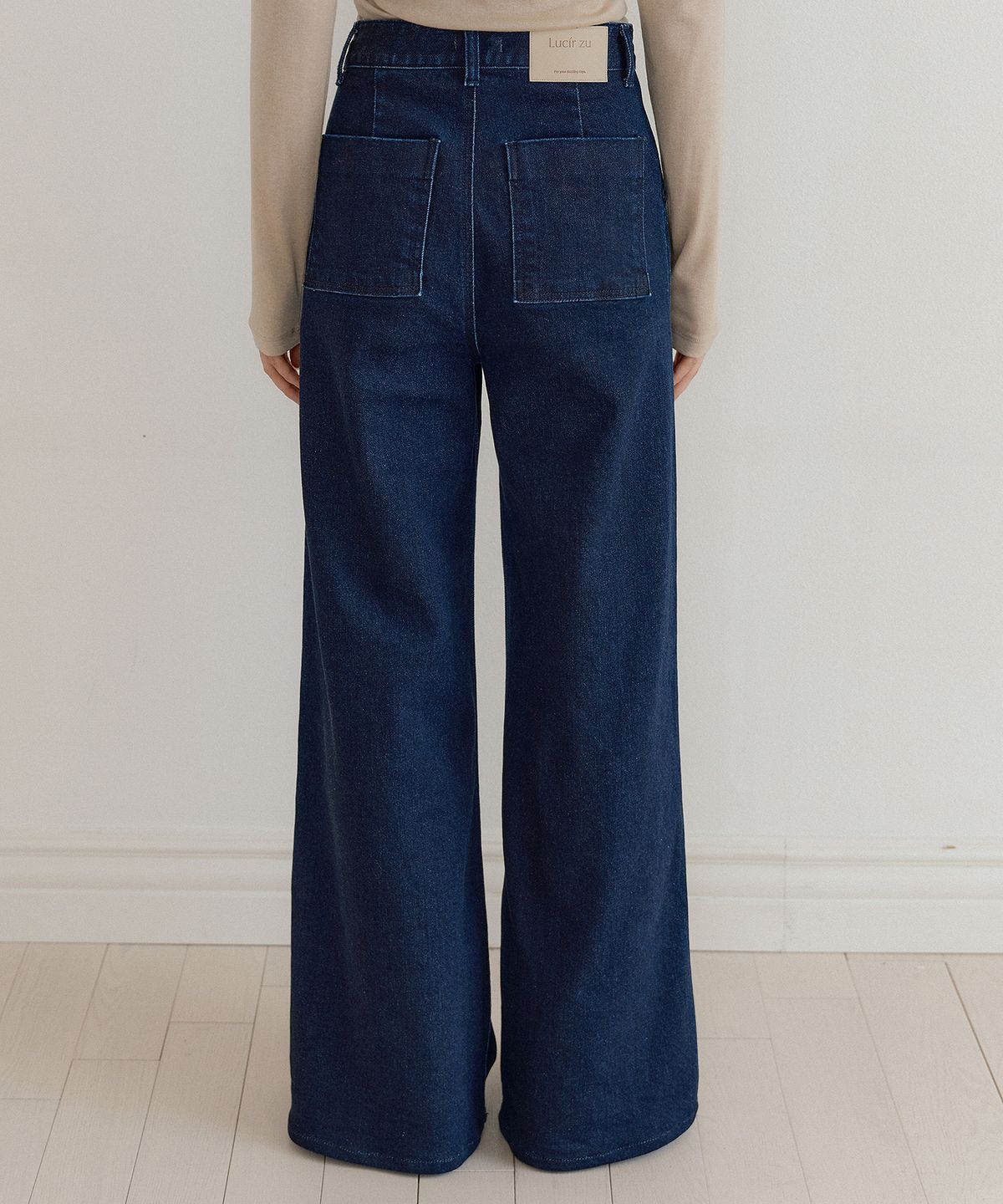 루시르주(LUCIR ZU) Pintuck Raw Denim Wide Pants (blue)