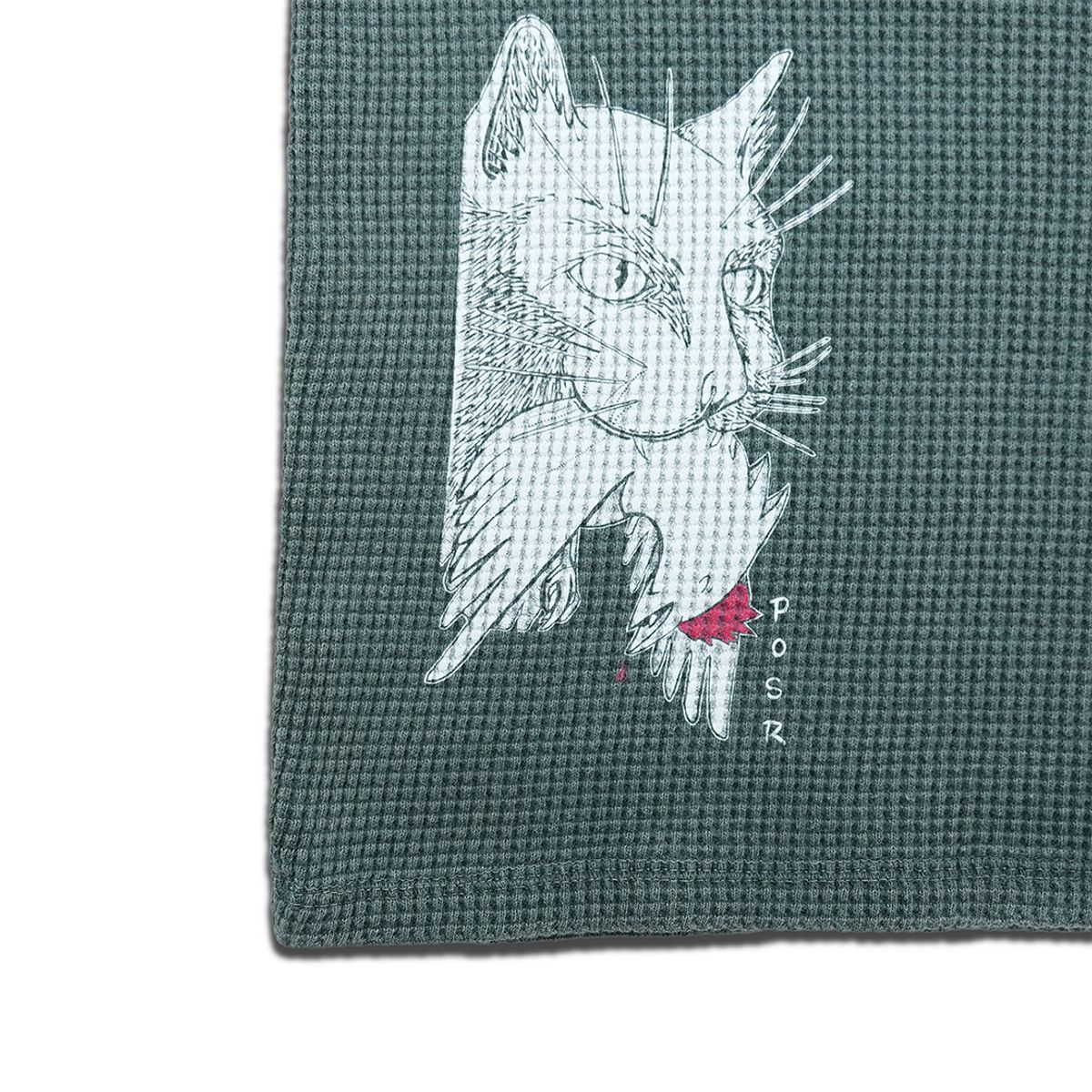 피오에스알(POSR) OVD PREDATOR WAFFLE TEE / FADED GREEN