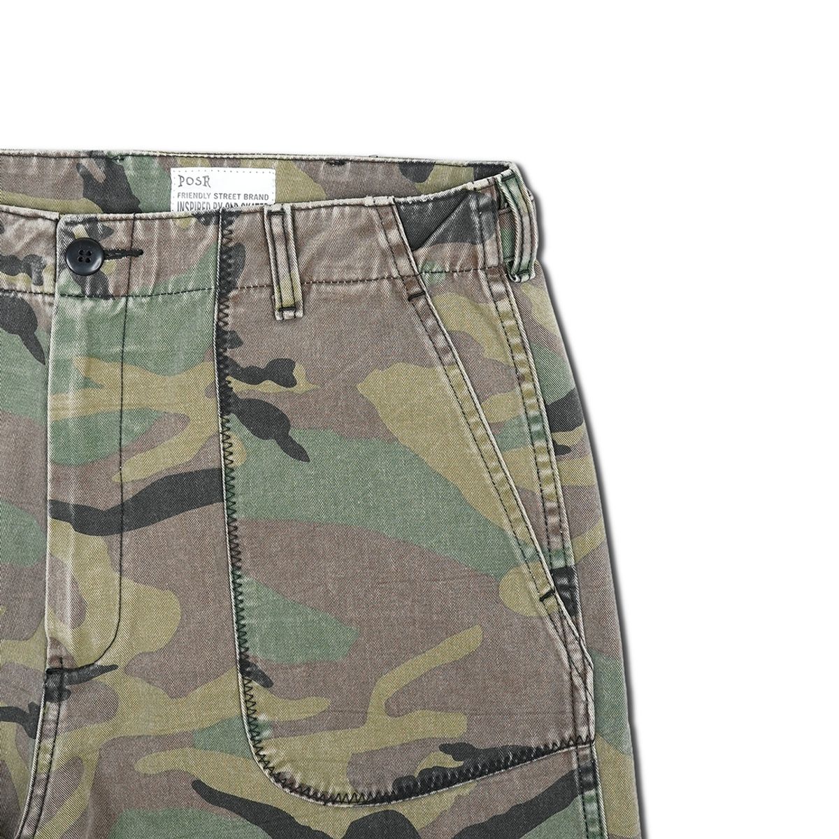 피오에스알(POSR) WASHED FATIGUE PANTS / CAMO