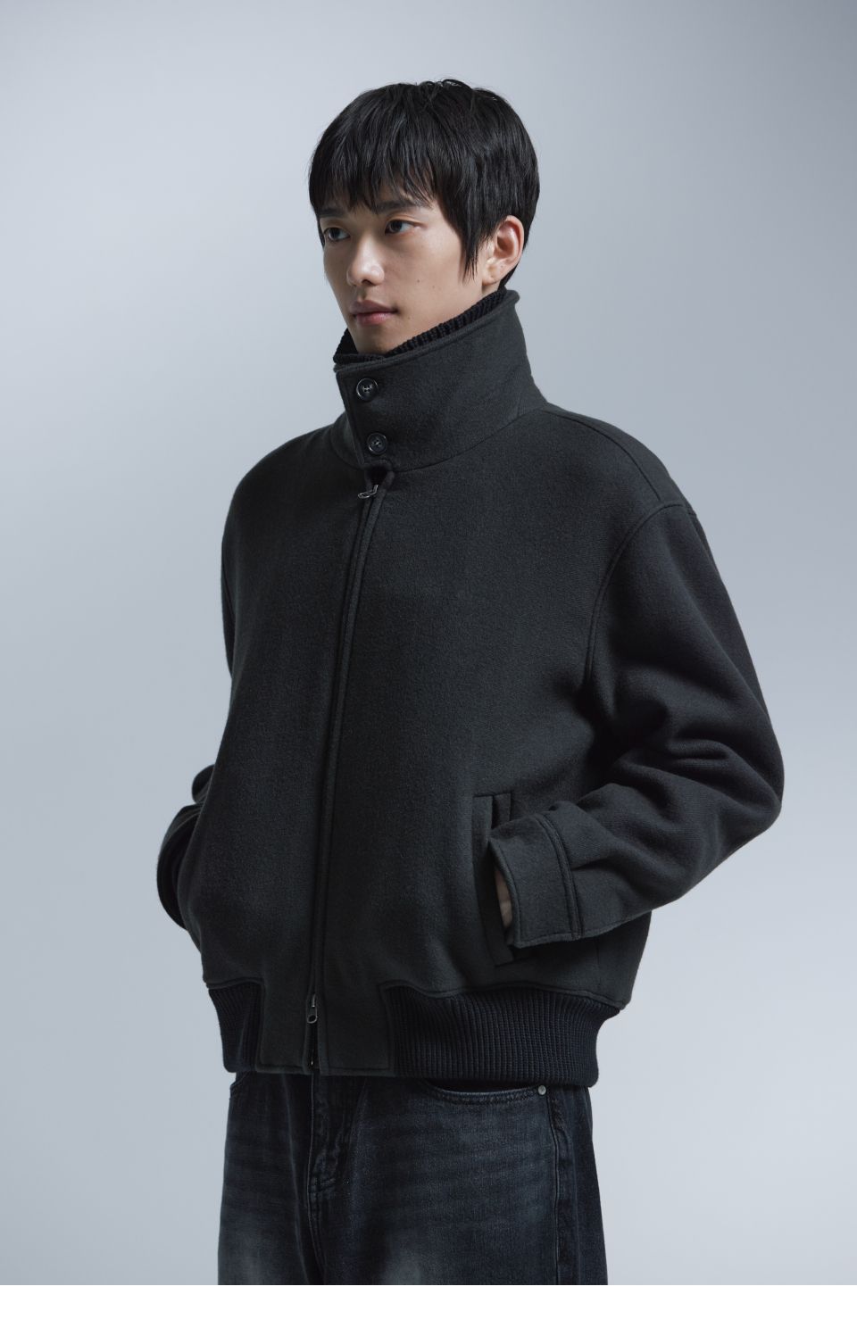 じょん　un/unbient Wool No-collar Jacket un/unbient Wool No-collar Jacket