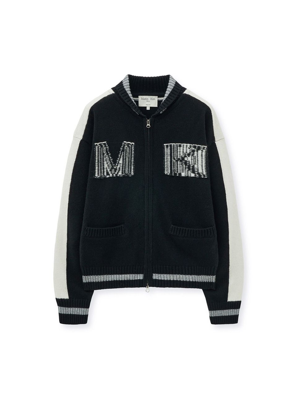 MUSINSA | MATIN KIM MATIN KIM INITIAL KNIT ZIP UP FOR WOMEN IN BLACK