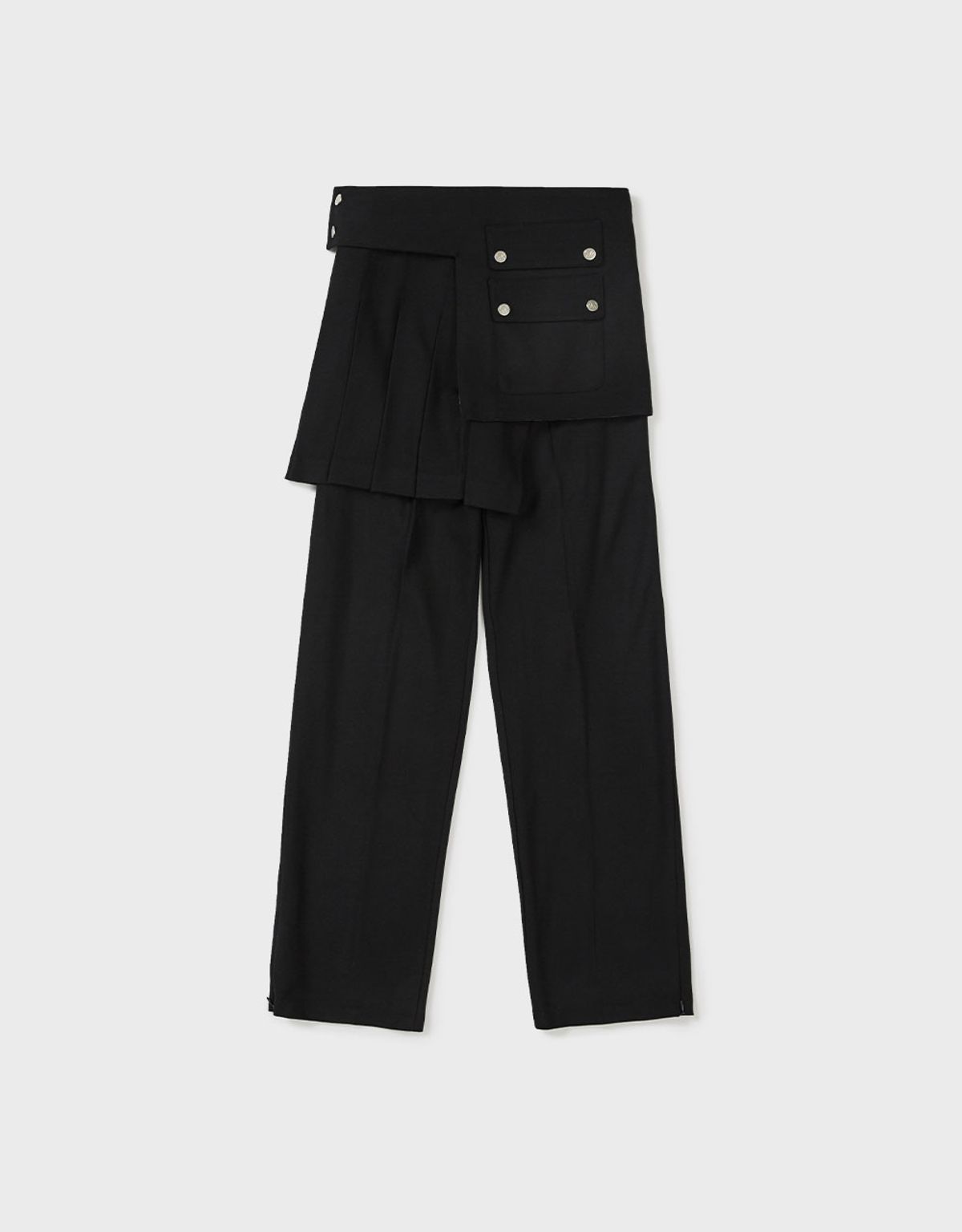 엠엠더블유(MMW) [MMW] LAYERED WRAP SKIRT PANTS (BLACK)