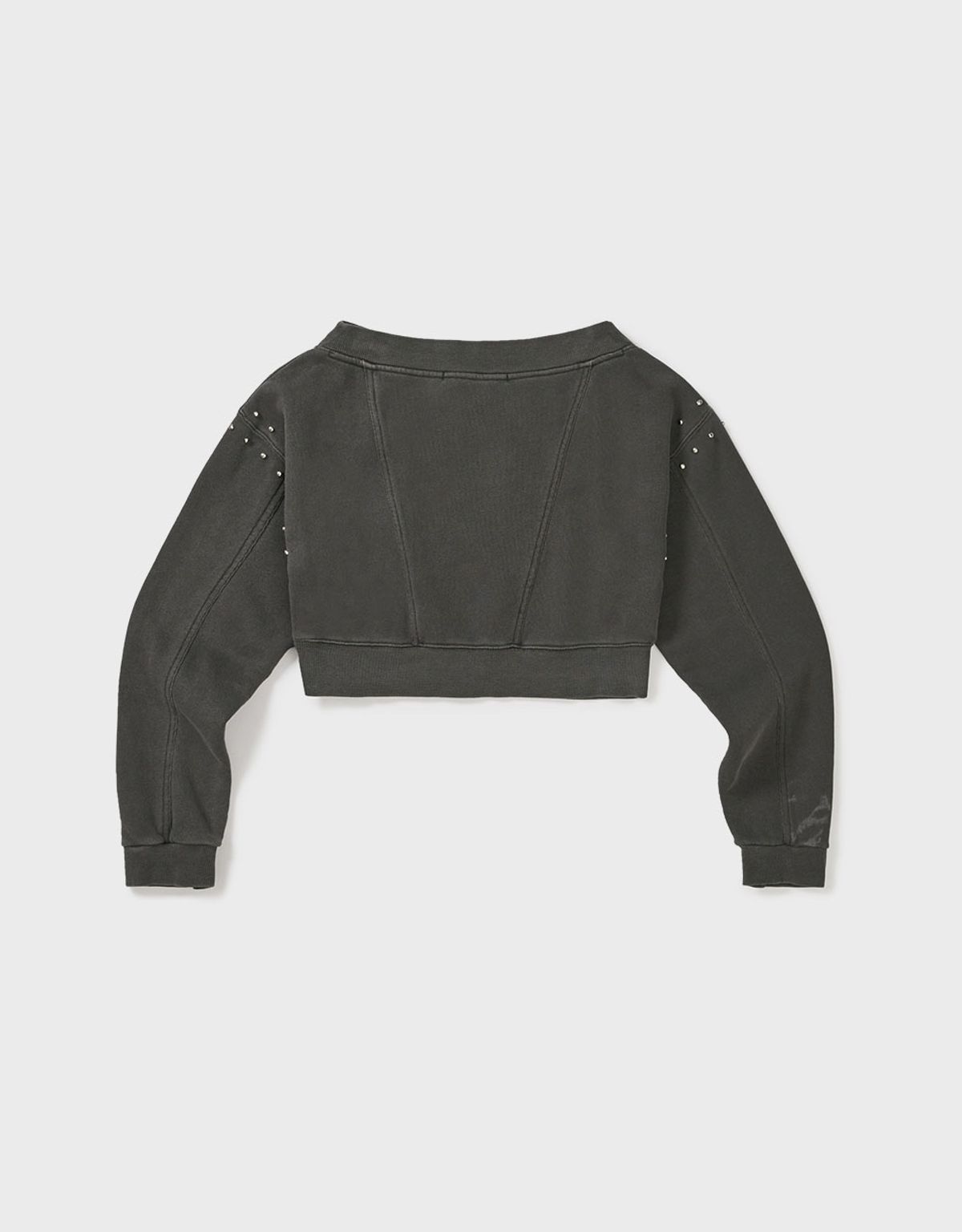 엠엠더블유(MMW) [MMW] DYED OFF-SHOULDER STUD SWEAT (CHARCOAL)