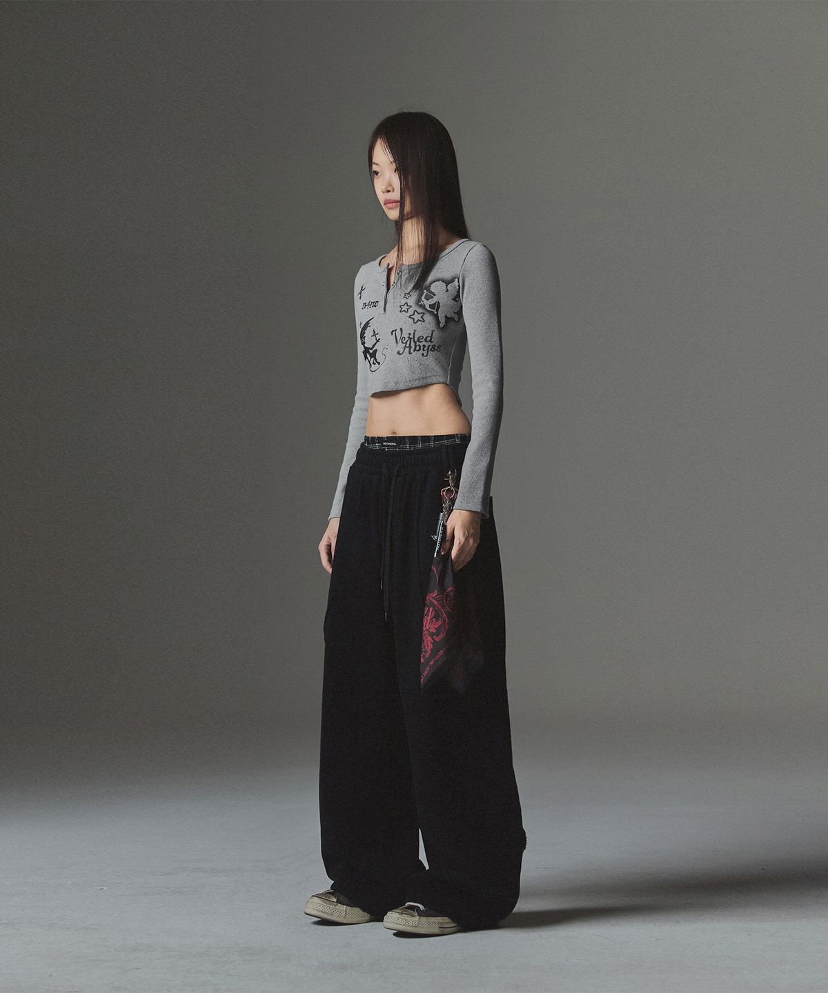 낫포너드(NOT4NERD) W 2 Angel Hotfix Henley Neck Long Sleeve - Grey