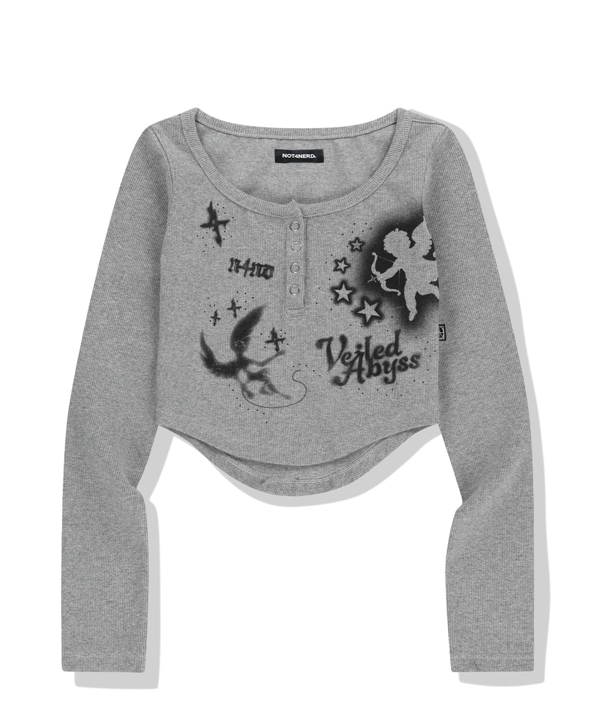 낫포너드(NOT4NERD) W 2 Angel Hotfix Henley Neck Long Sleeve - Grey