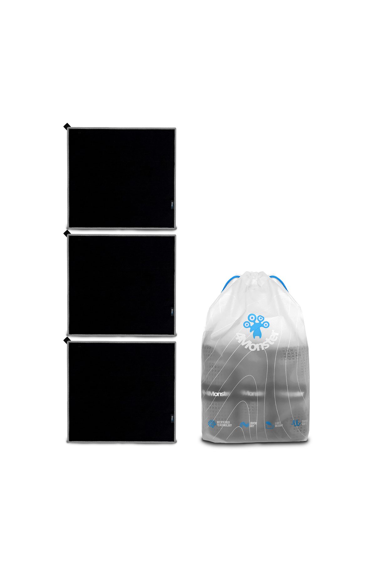 4몬스터(4MONSTER) [3PACK] 골프 타월 - 블랙