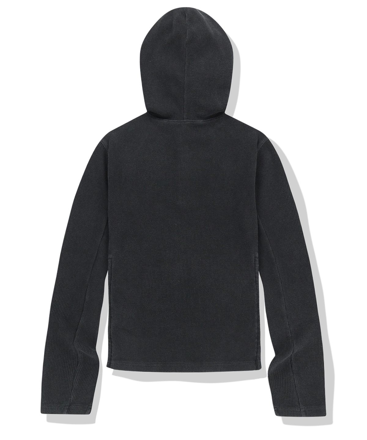 낫포너드(NOT4NERD) W 444 Logo Waffle Henley Neck Hood - Charcoal