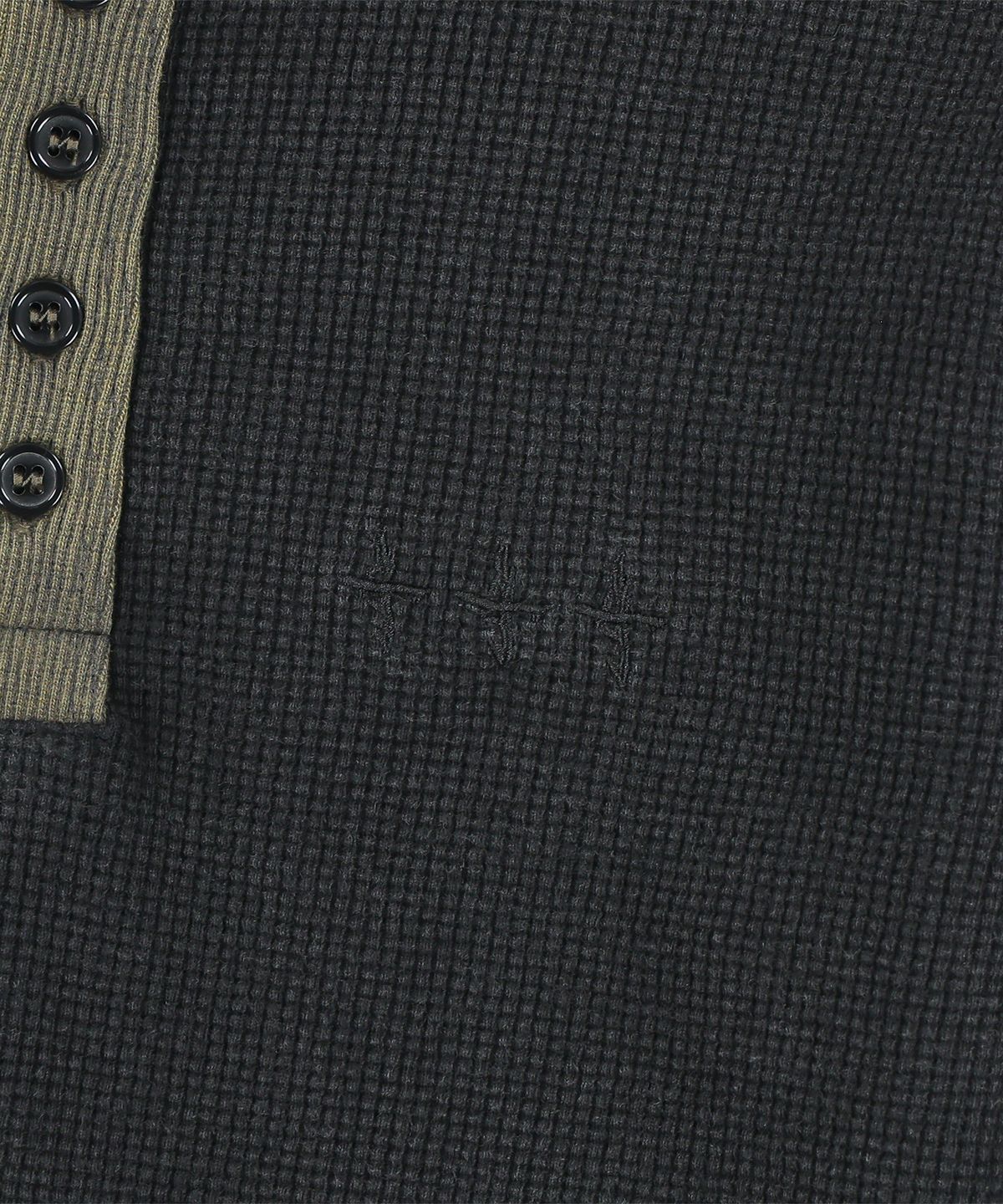 낫포너드(NOT4NERD) W 444 Logo Waffle Henley Neck Hood - Charcoal